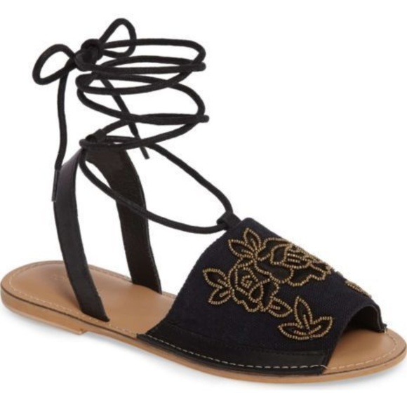 NWT Topshop Wrap Around Embroidered Sandal - Picture 2 of 6